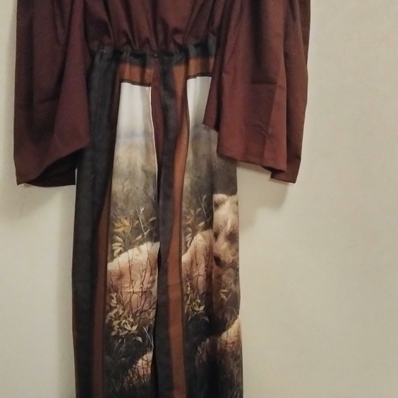Handmade Pants - Brown Bears Off The Shoulder Maxi Jumpsuit